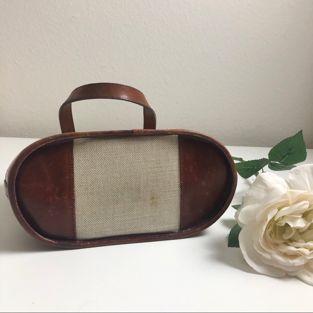 Brahmin woven canvas and genuine leather mini tote - Picture 5 of 8
